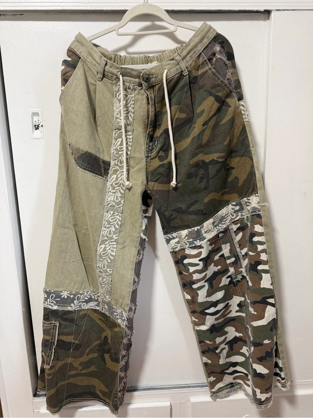 POL Olive Camo Patchwork Wide-Leg Pants - Picture 2 of 4
